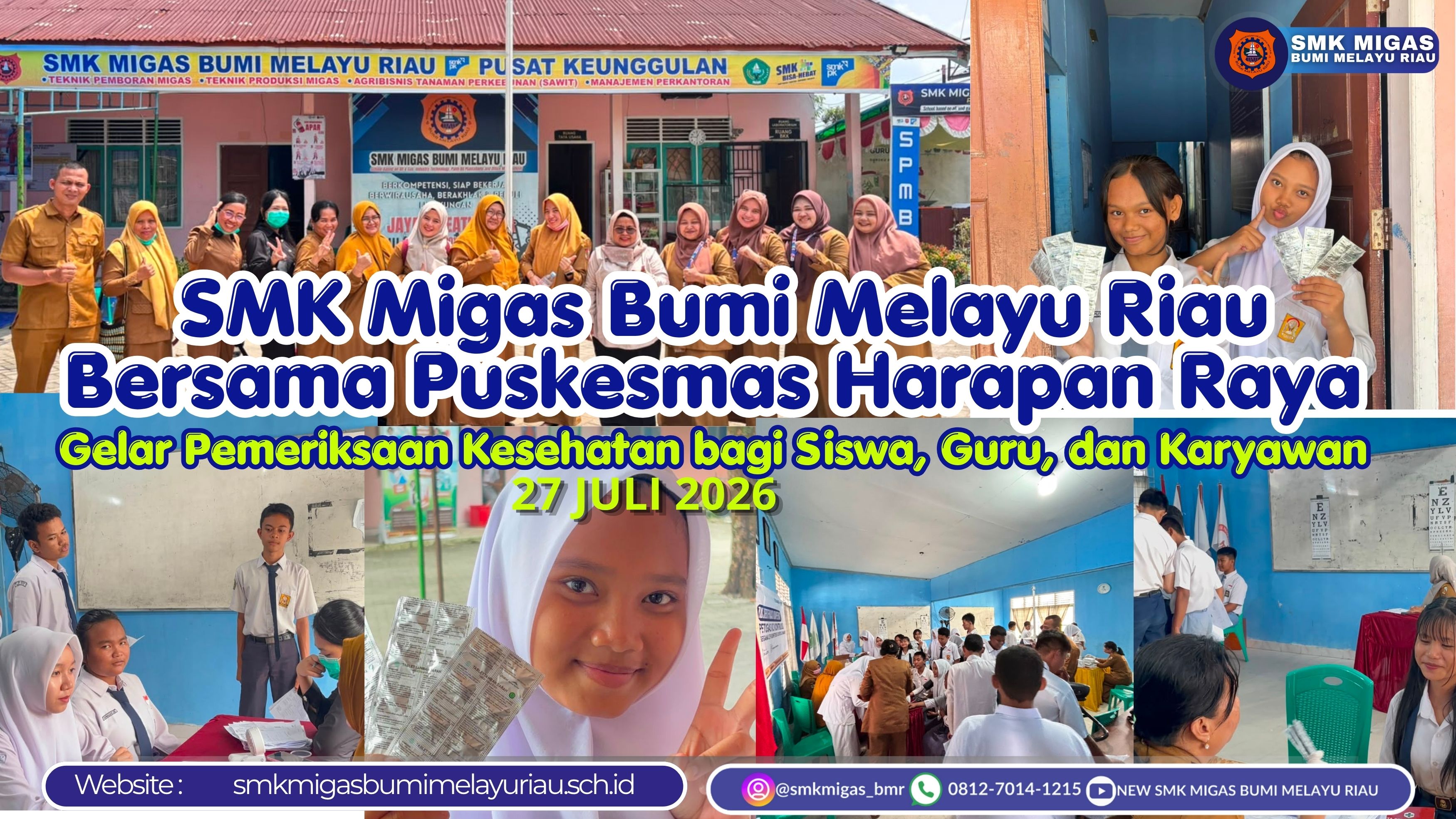SMK Migas Bumi Melayu Riau Bersama Puskesmas Harapan Raya Gelar Pemeriksaan Kesehatan bagi Siswa, Guru, dan Karyawan